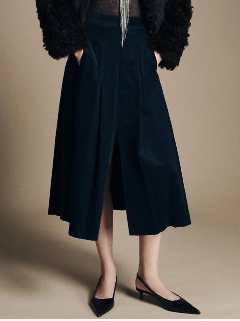 ZW Corduroy Midi Skirt